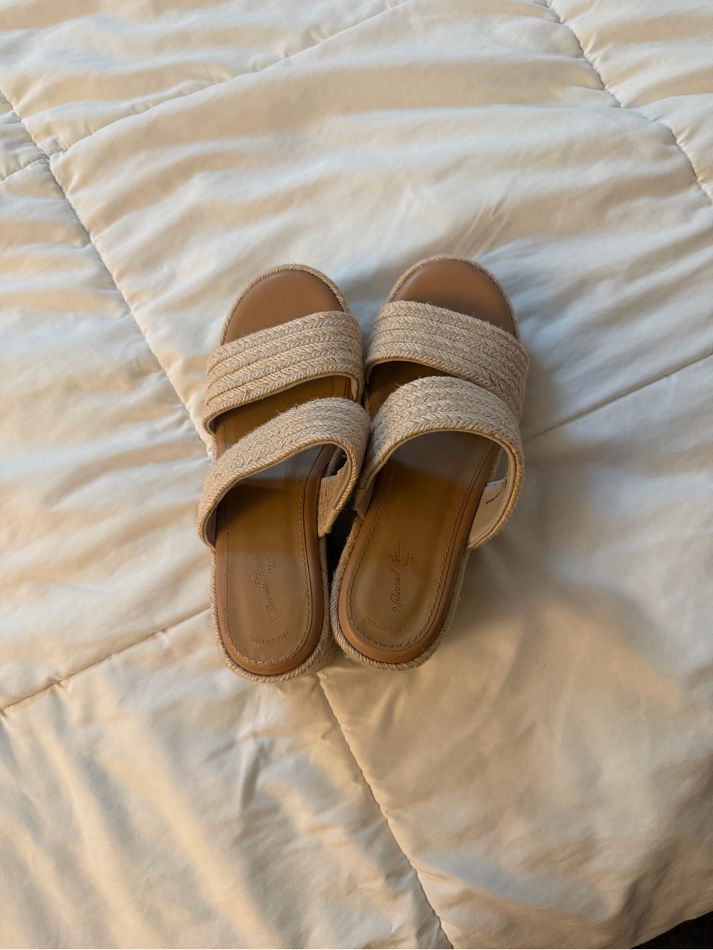 Universal Thread Braided Double-Strap Slide Sandals in Natural Tan